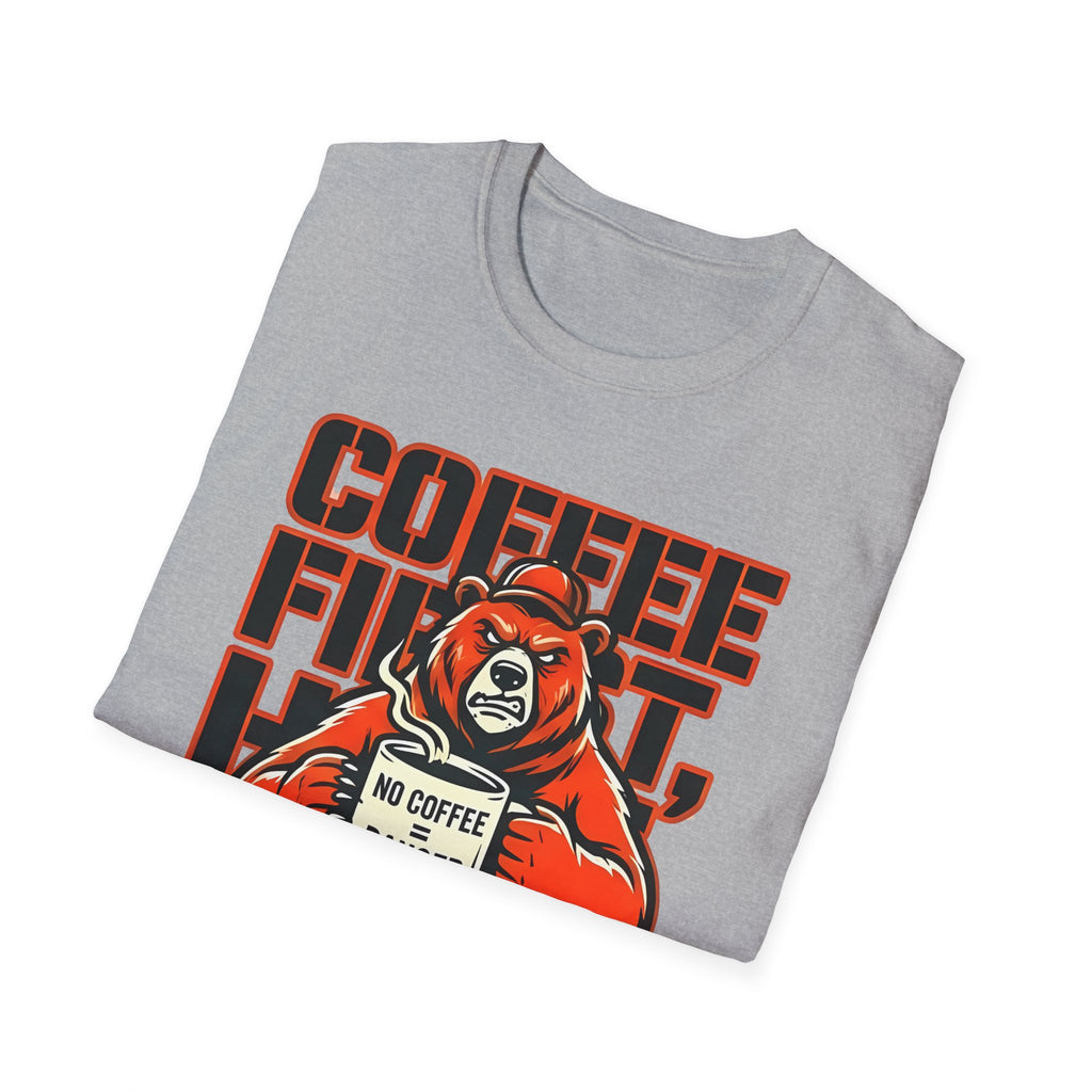 Coffee First Hike Later Funny Bear T-Shirt