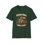 Coffee First Hike Later T-Shirt | Bearded Man Hiker