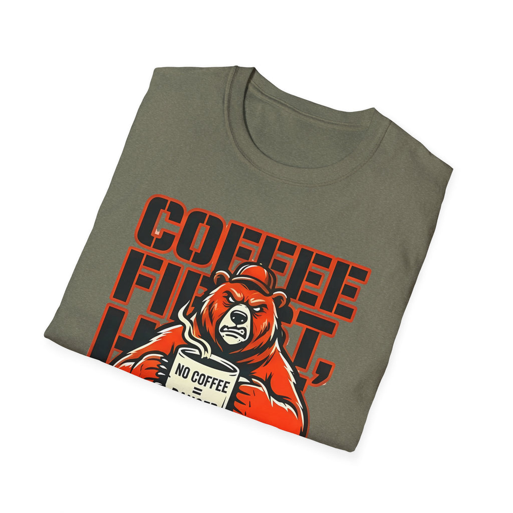 Coffee First Hike Later Funny Bear T-Shirt