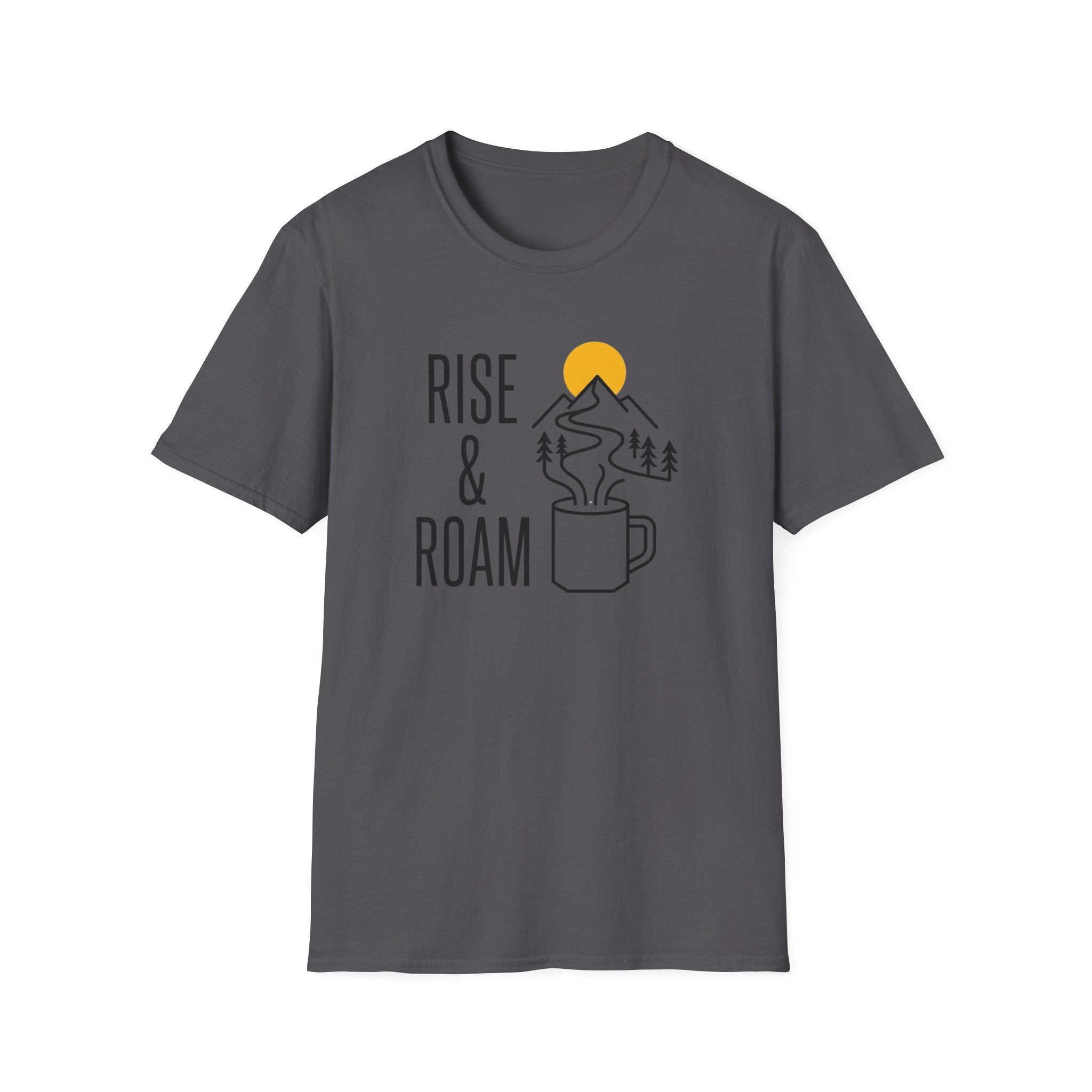 Rise and Roam Morning Mountain Mug Silhouette T-shirt