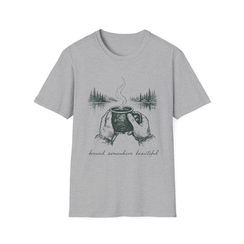 Brewed Somewhere Beautiful Field Guide Design T-Shirt