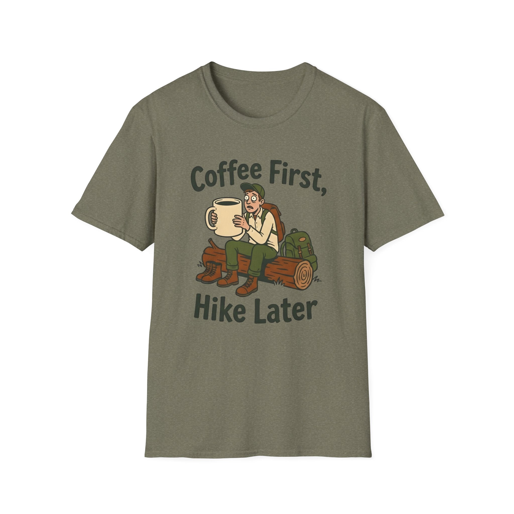 Coffee First Hike Later Funny T-Shirt