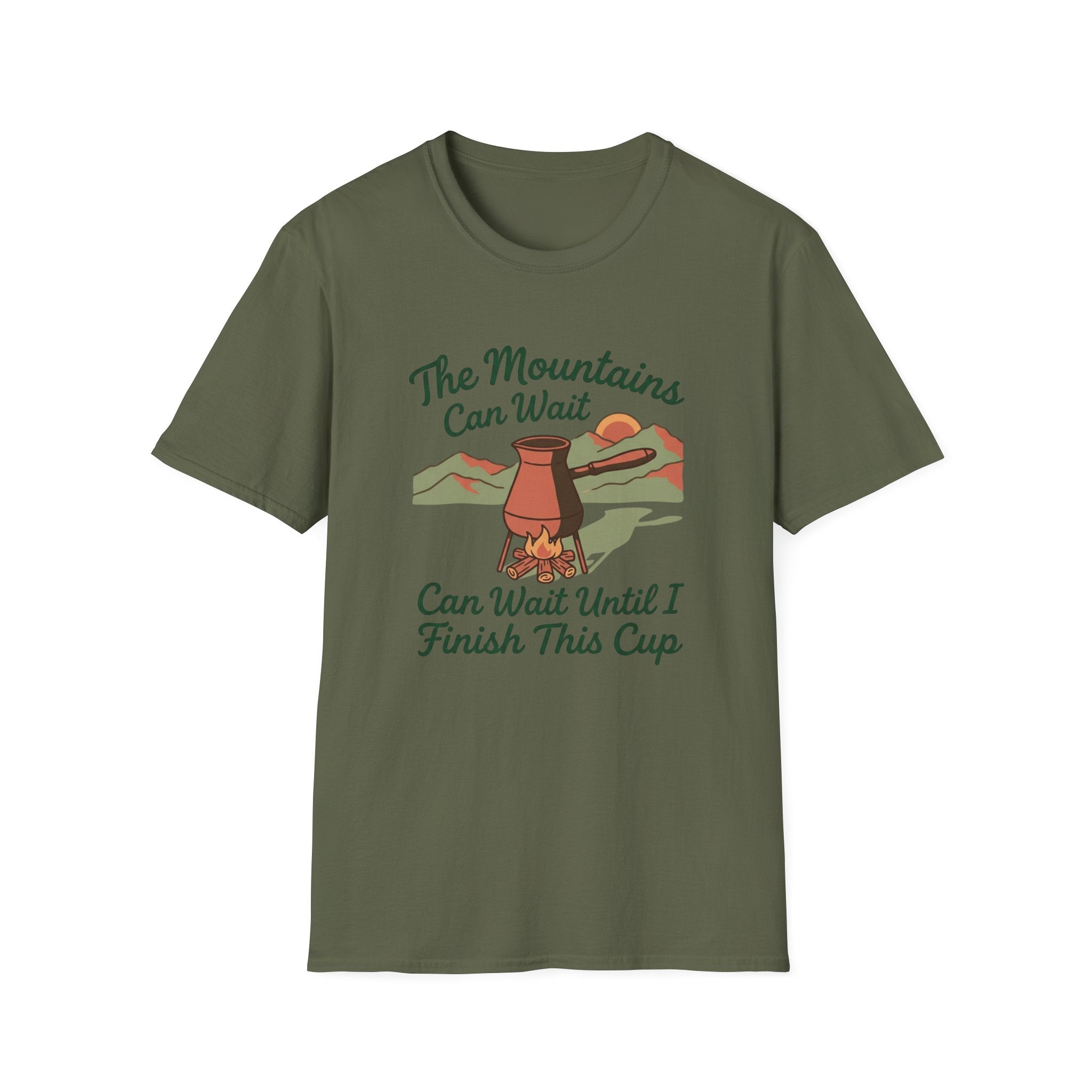 The Mountains Can Wait Campfire Coffee Pot T-shirt