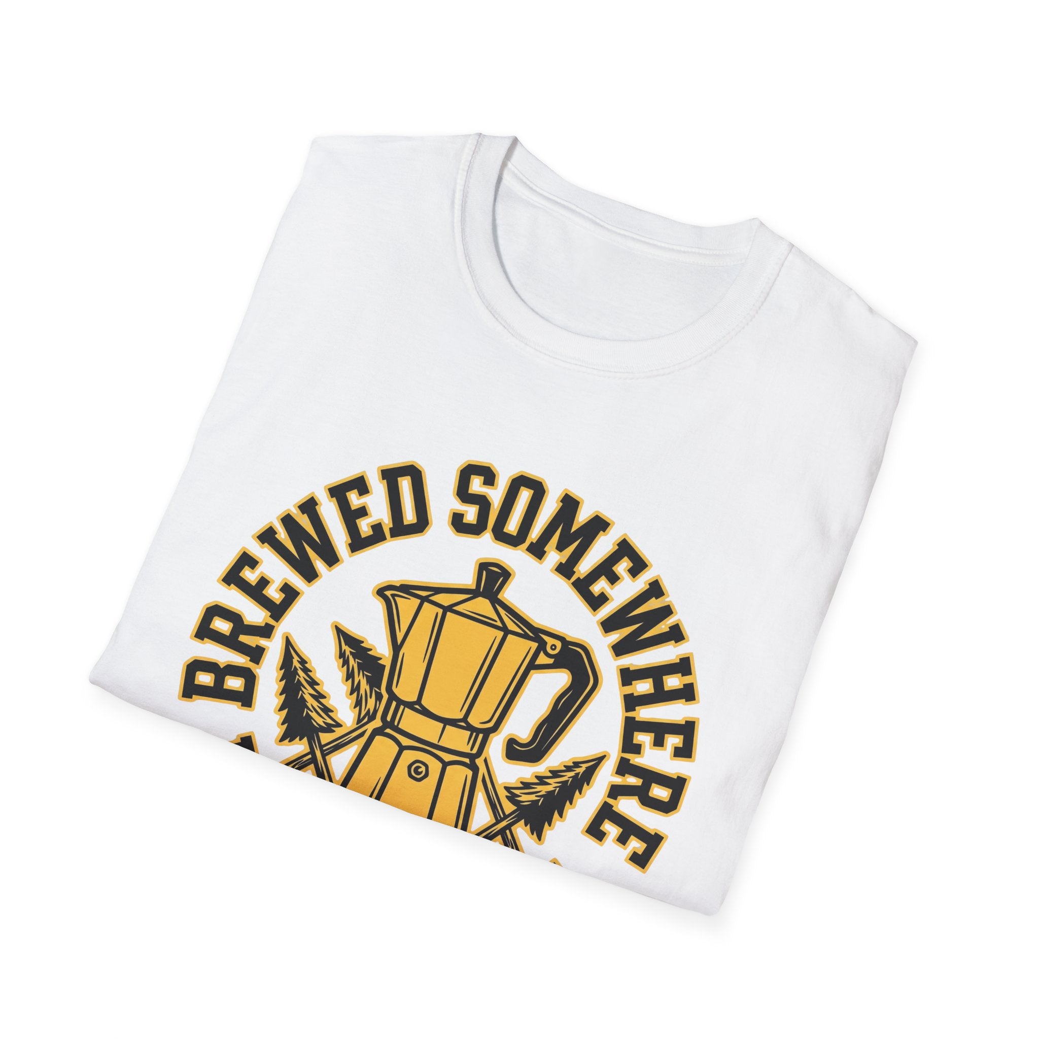 Brewed Somewhere Beautiful Coffee Pot & Tree T-Shirt