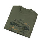 Stay Wild Mountain Campfire Minimalist Line Art T-shirt