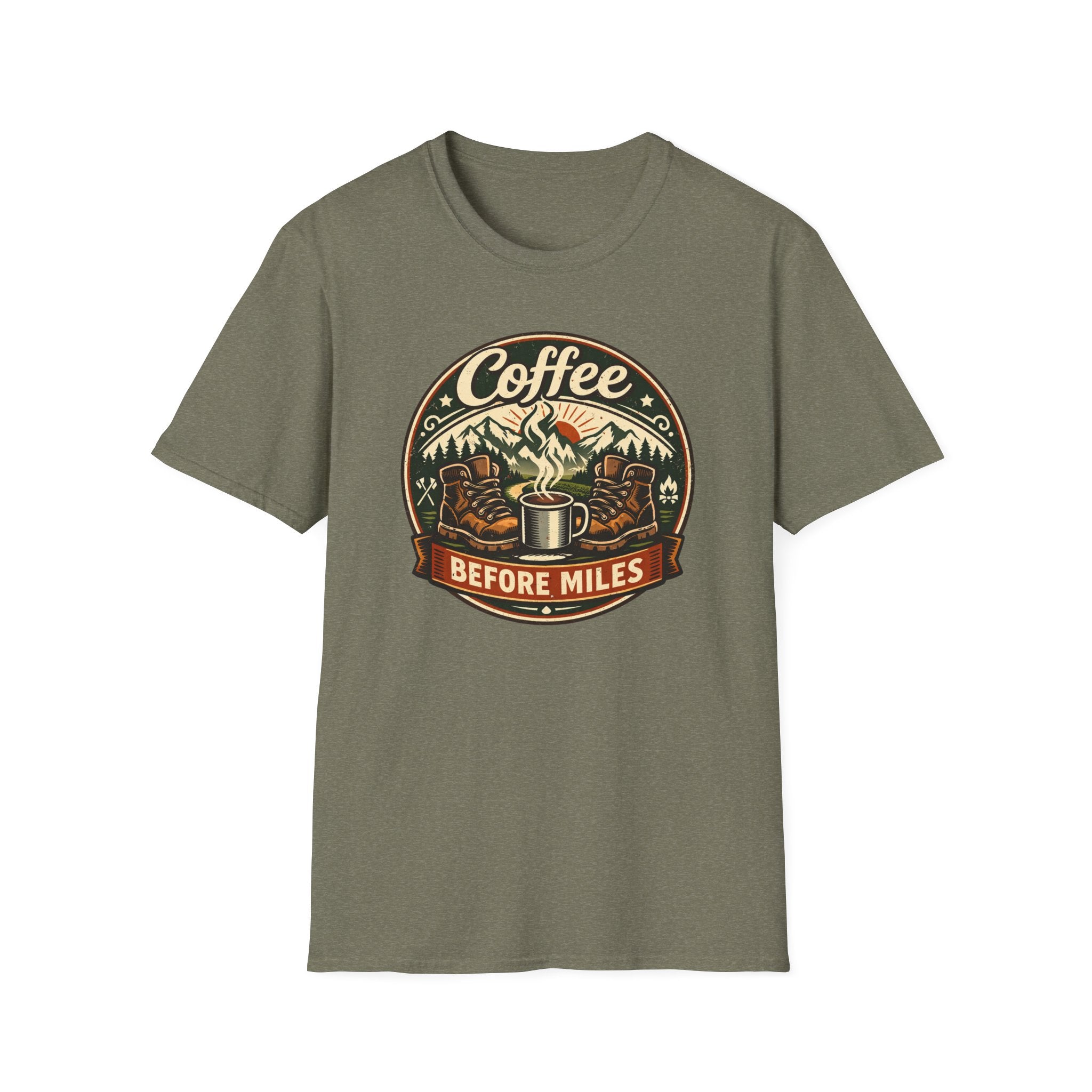 Coffee Before Miles Badge T-Shirt