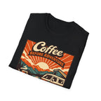 Coffee Before Adventure T-Shirt | Camper Van, Sunrise Camping Graphic