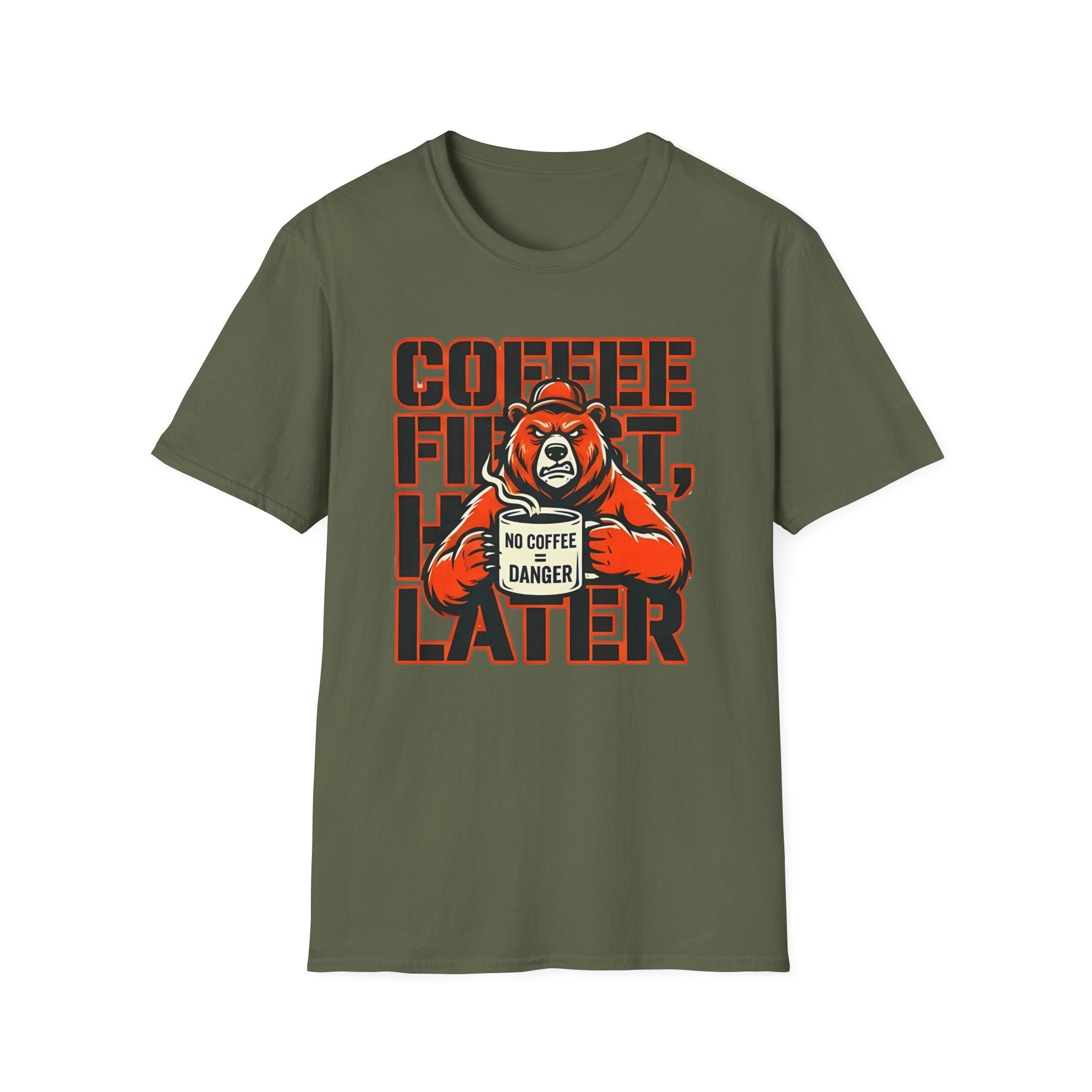 Coffee First Hike Later Funny Bear T-Shirt