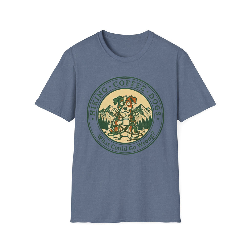 Hiking . Coffee . Dogs . What Could Go Wrong Funny T-Shirt