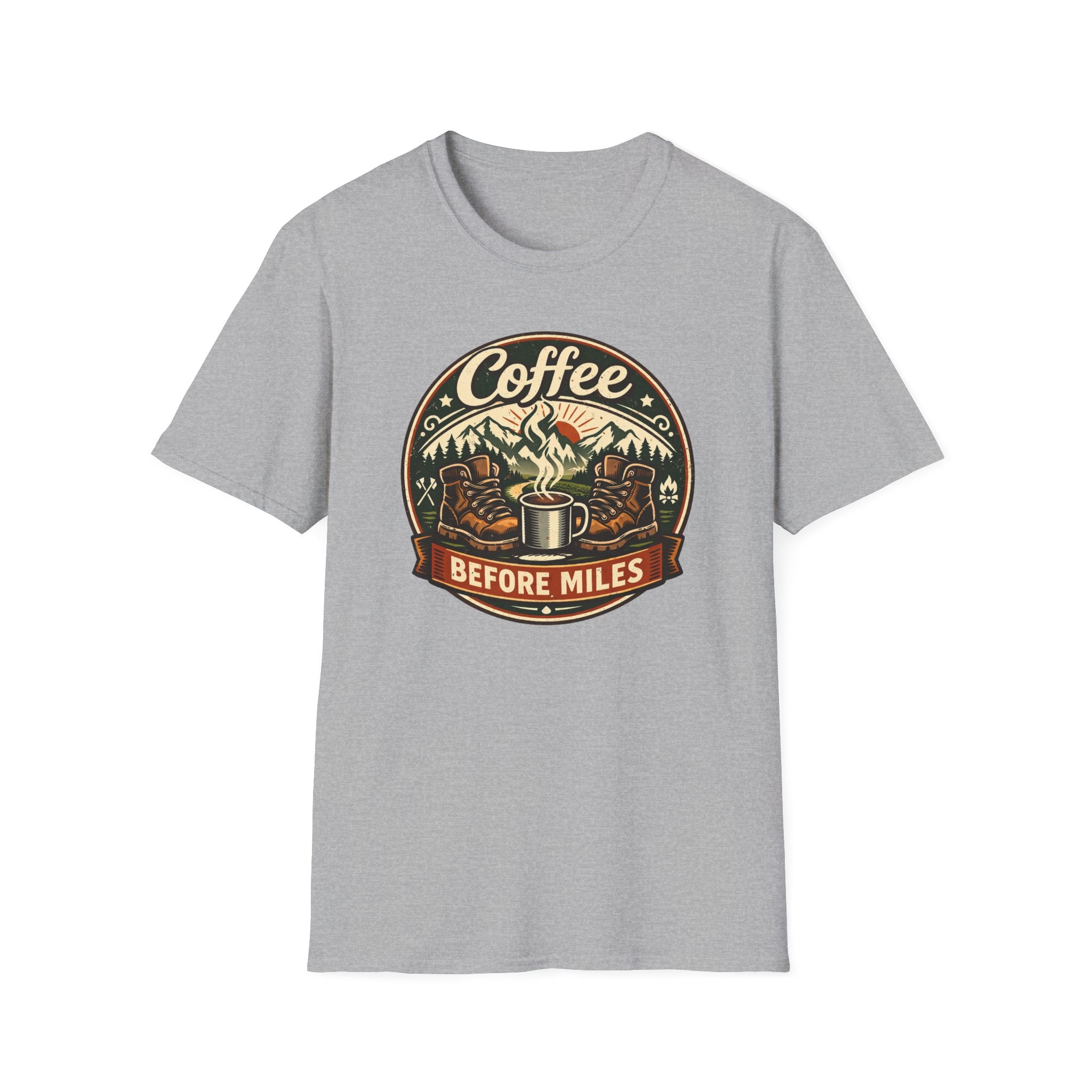 Coffee Before Miles Badge T-Shirt