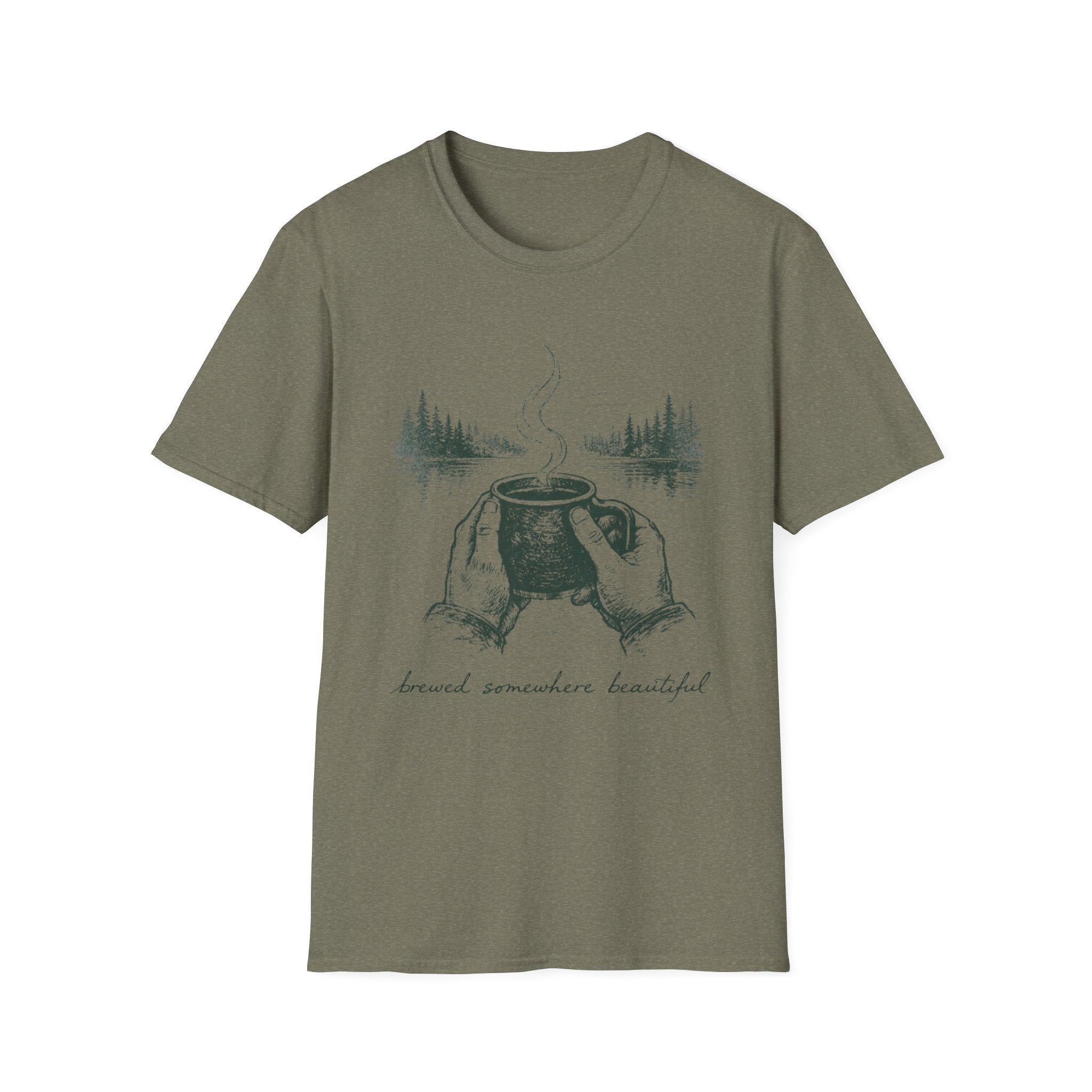 Brewed Somewhere Beautiful Field Guide Design T-Shirt