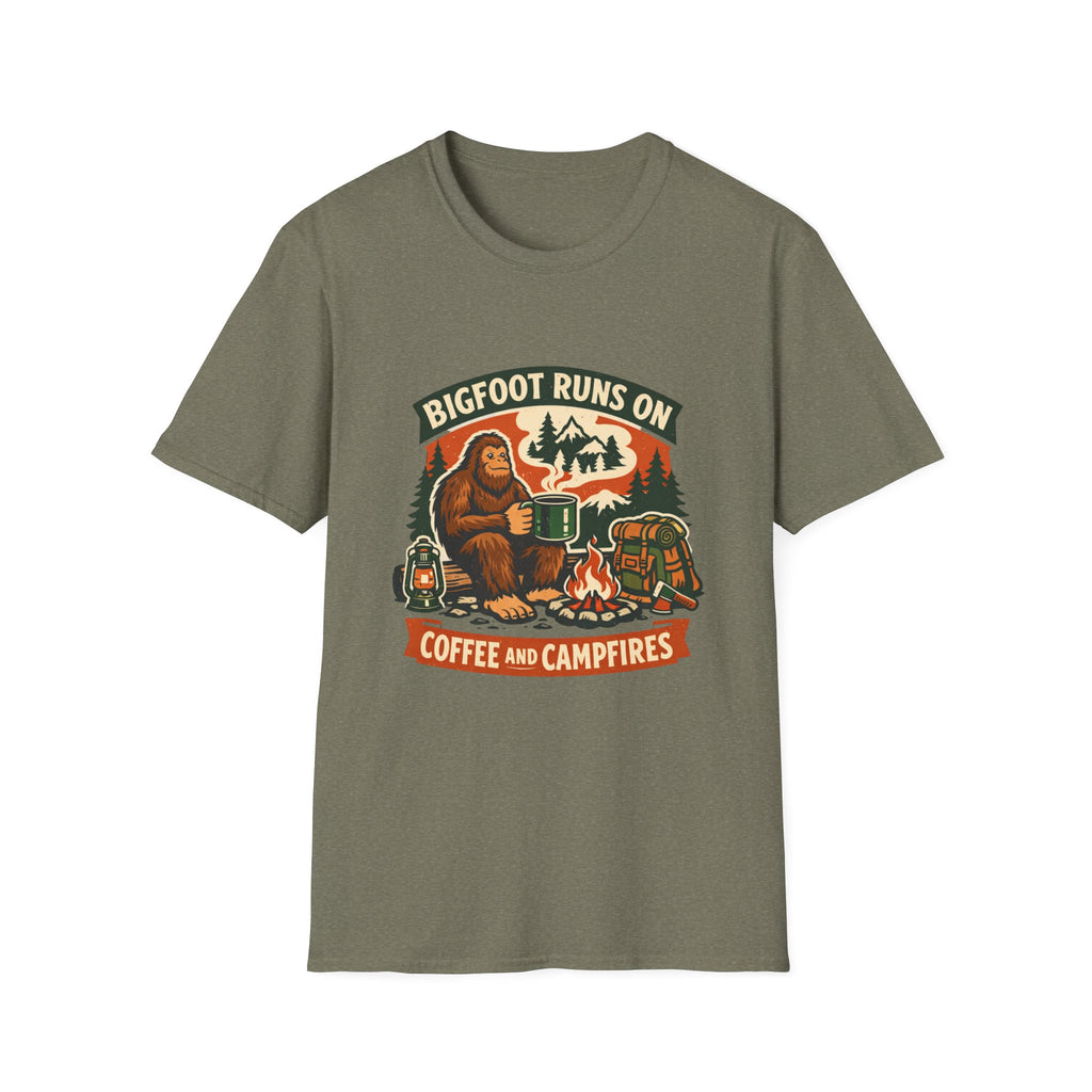 Bigfoot Runs On Coffee And Campfires T-Shirt