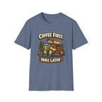Coffee First Hike Later T-Shirt | Bearded Man Hiker