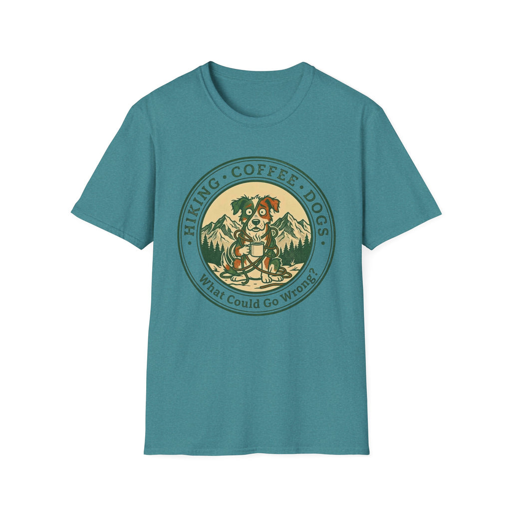 Hiking . Coffee . Dogs . What Could Go Wrong Funny T-Shirt