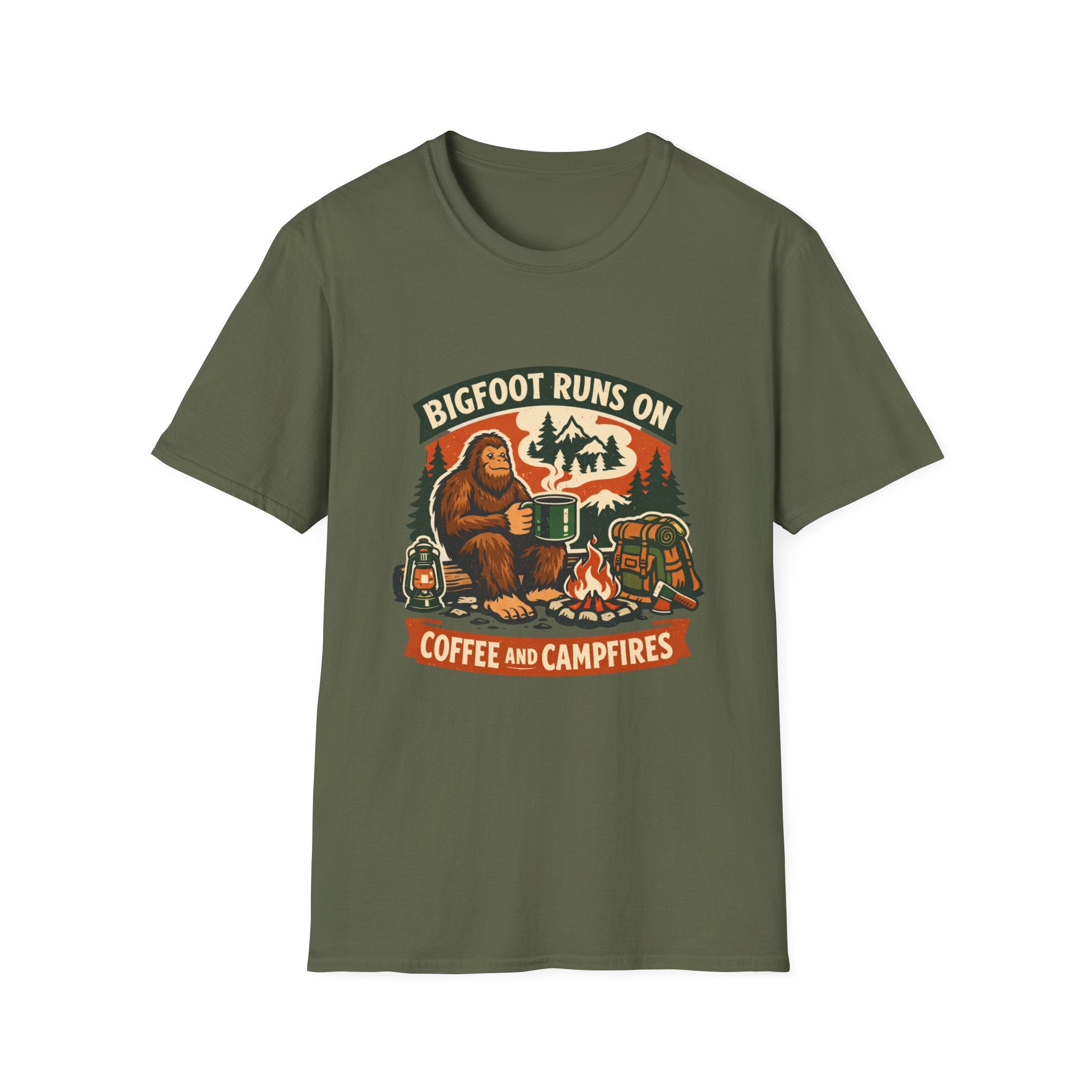 Bigfoot Runs On Coffee And Campfires T-Shirt