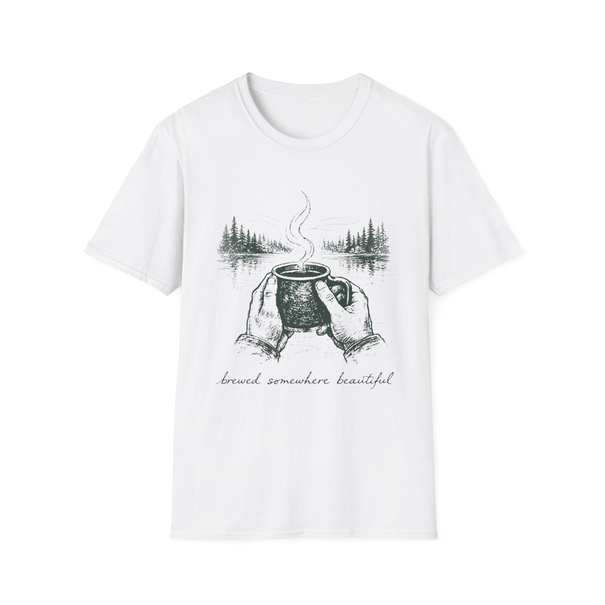 Brewed Somewhere Beautiful Field Guide Design T-Shirt