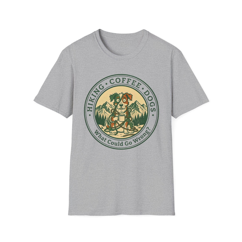 Hiking . Coffee . Dogs . What Could Go Wrong Funny T-Shirt
