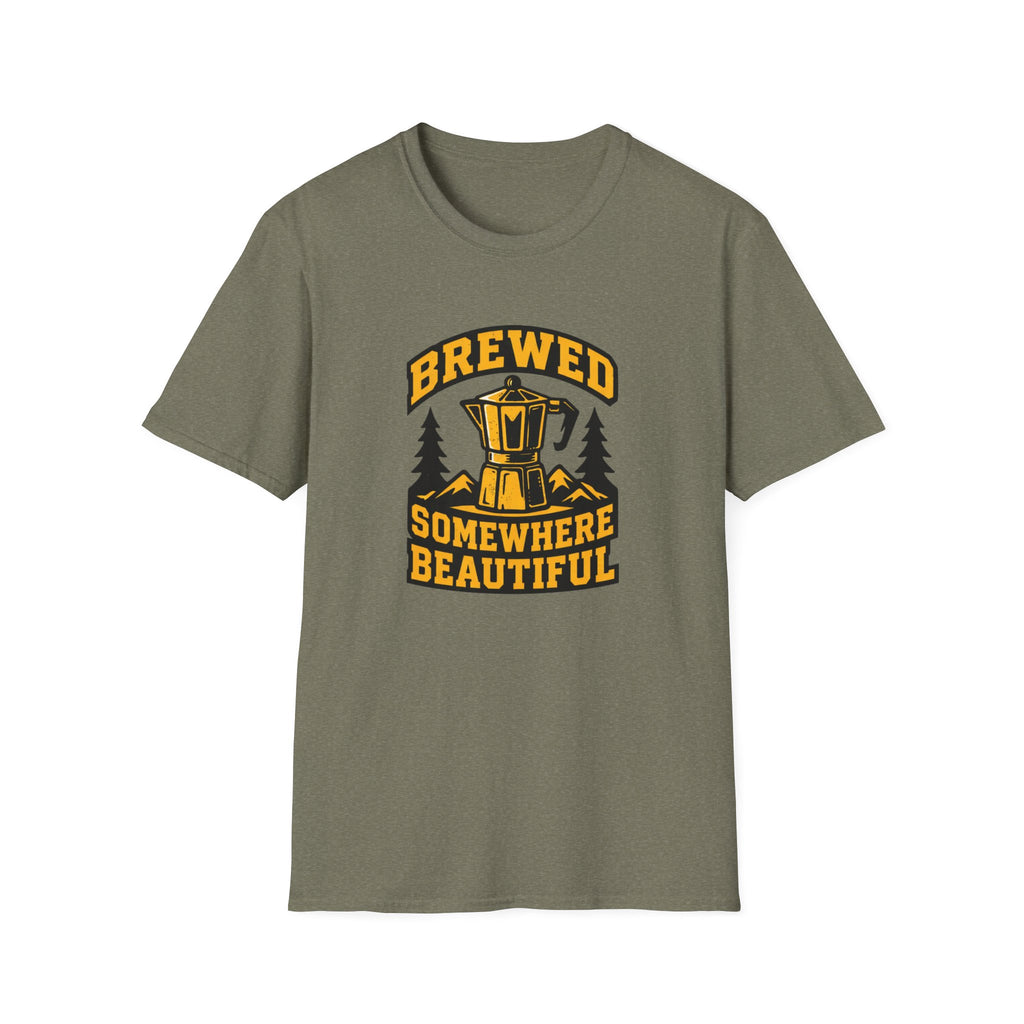 Brewed Somewhere Beautiful Coffee Pot T-Shirt