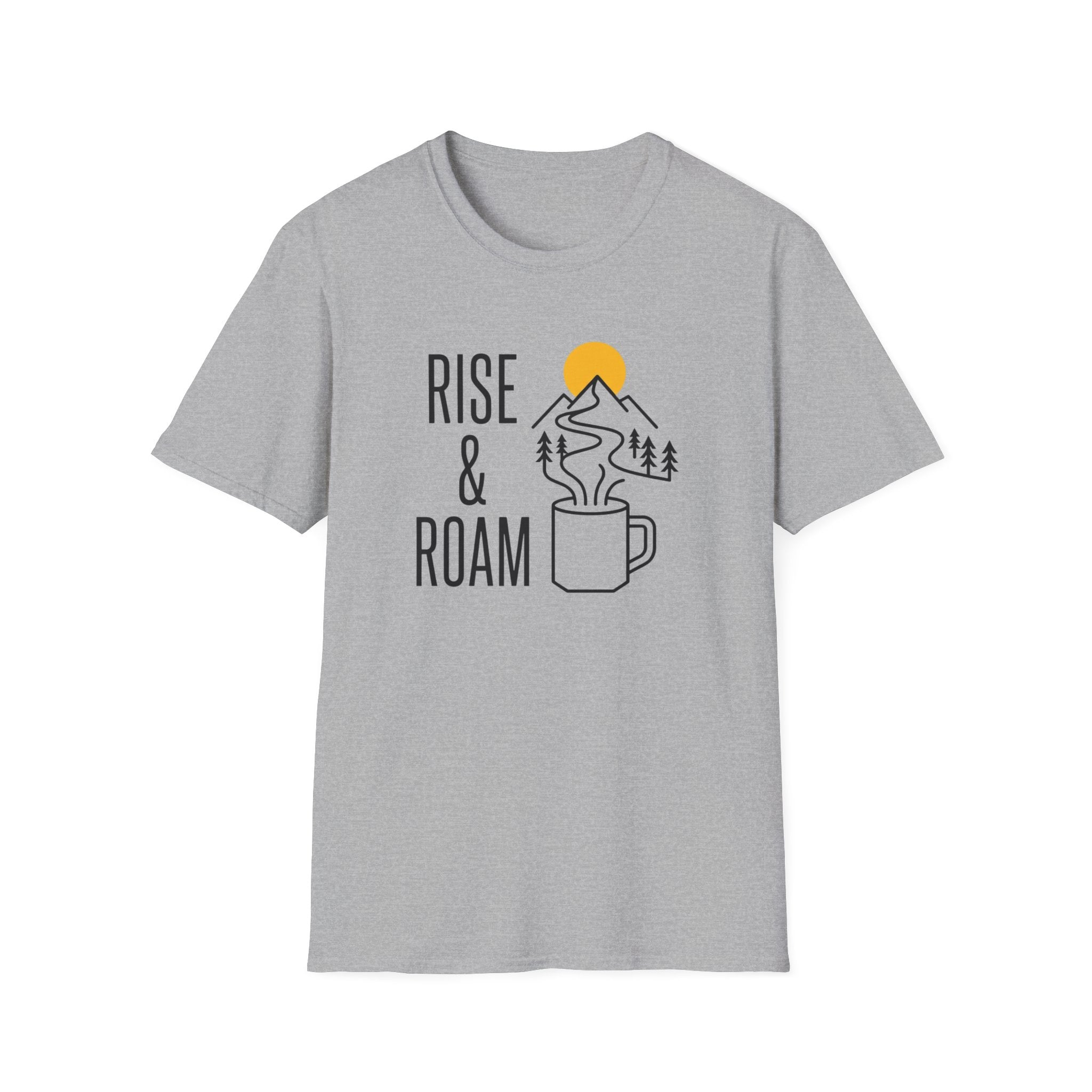Rise and Roam Morning Mountain Mug Silhouette T-shirt