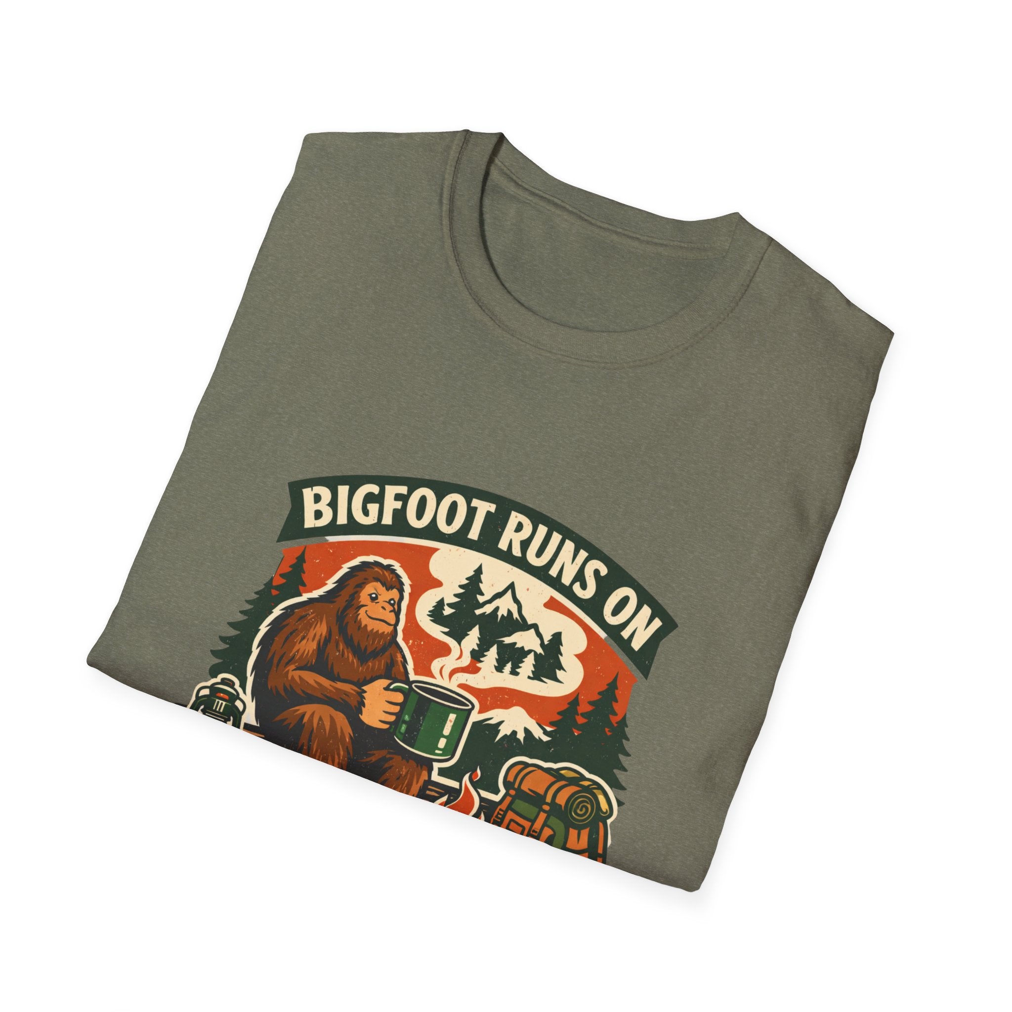 Bigfoot Runs On Coffee And Campfires T-Shirt