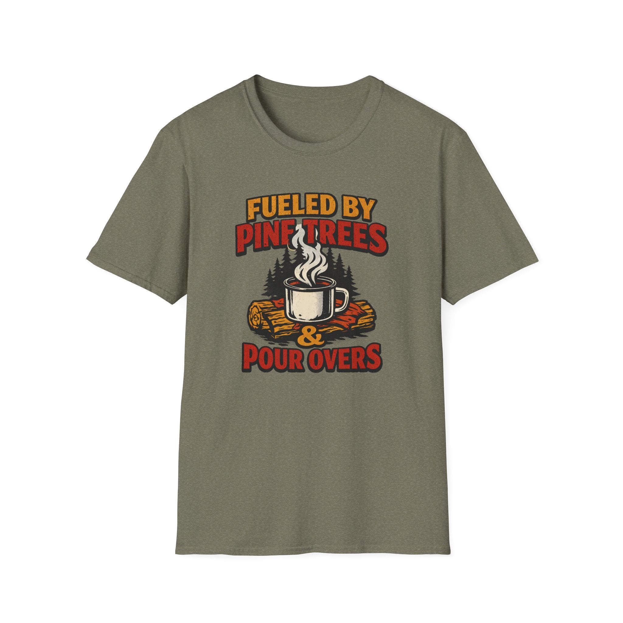Fueled By Pine Trees And Pour Overs T-Shirt.png