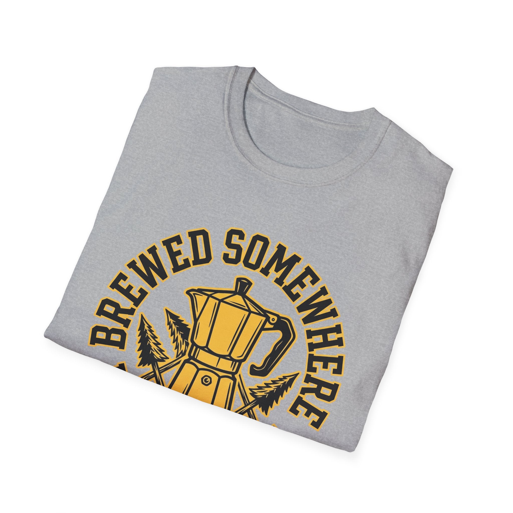 Brewed Somewhere Beautiful Coffee Pot & Tree T-Shirt