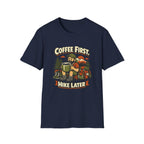 Coffee First Hike Later T-Shirt | Bearded Man Hiker