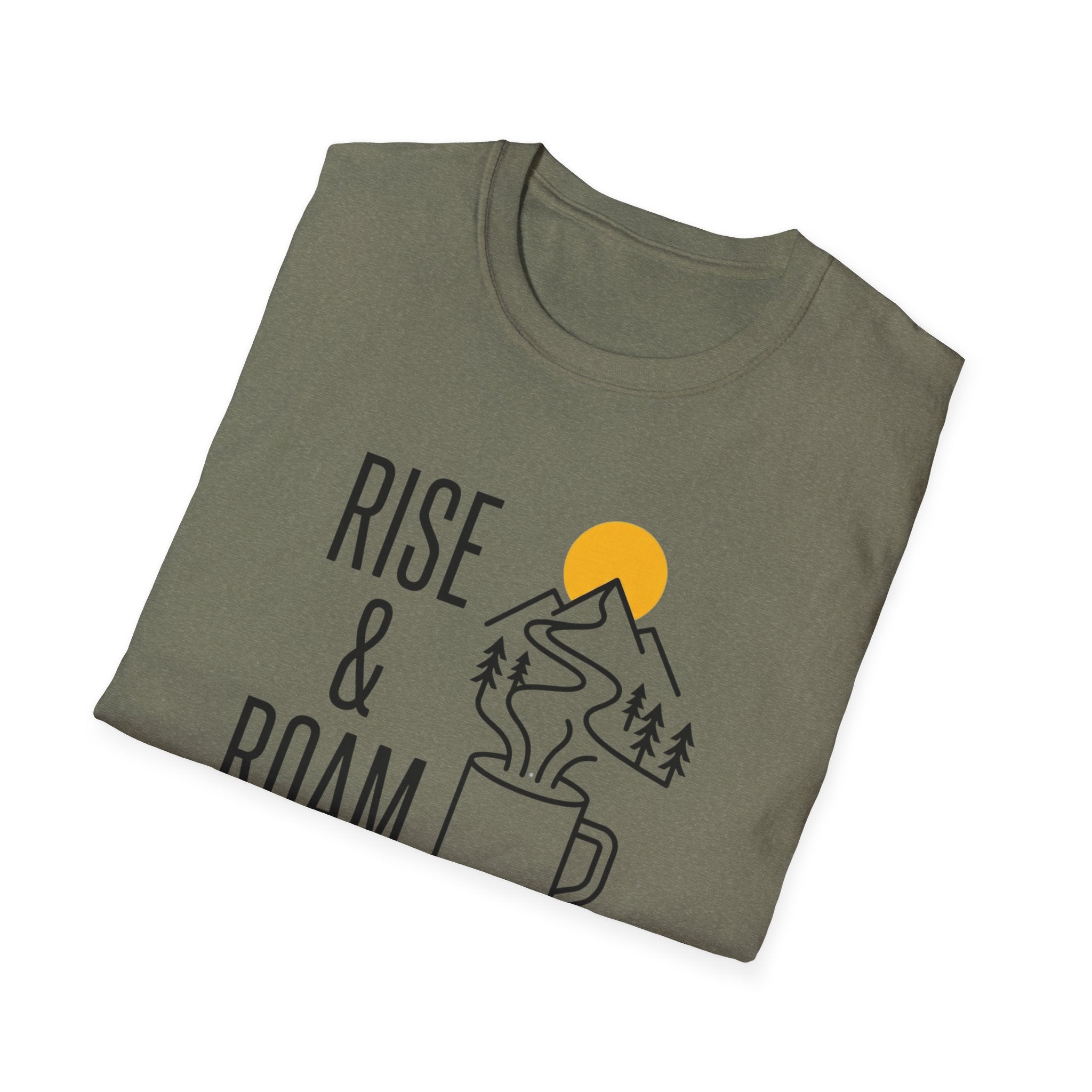 Rise and Roam Morning Mountain Mug Silhouette T-shirt
