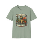 Coffee First Hike Later T-Shirt | Bearded Man Hiker