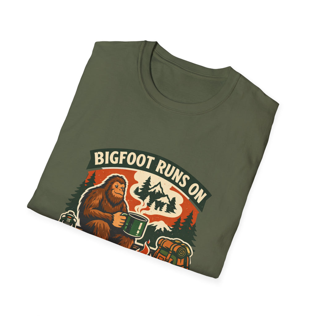 Bigfoot Runs On Coffee And Campfires T-Shirt