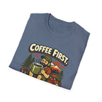 Coffee First Hike Later T-Shirt | Bearded Man Hiker