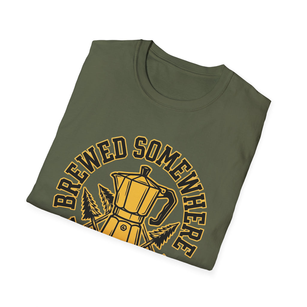 Brewed Somewhere Beautiful Coffee Pot & Tree T-Shirt