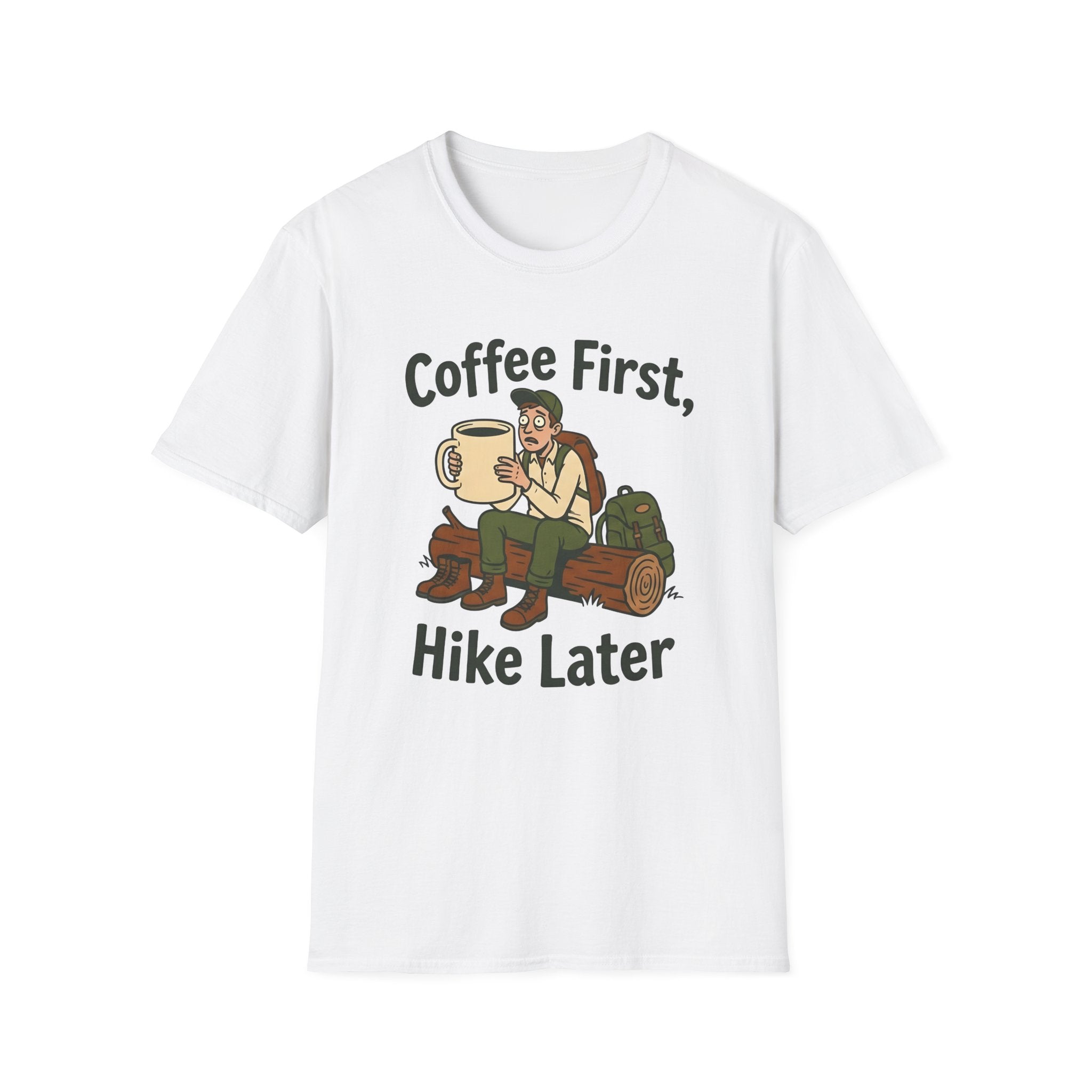 Coffee First Hike Later Funny T-Shirt