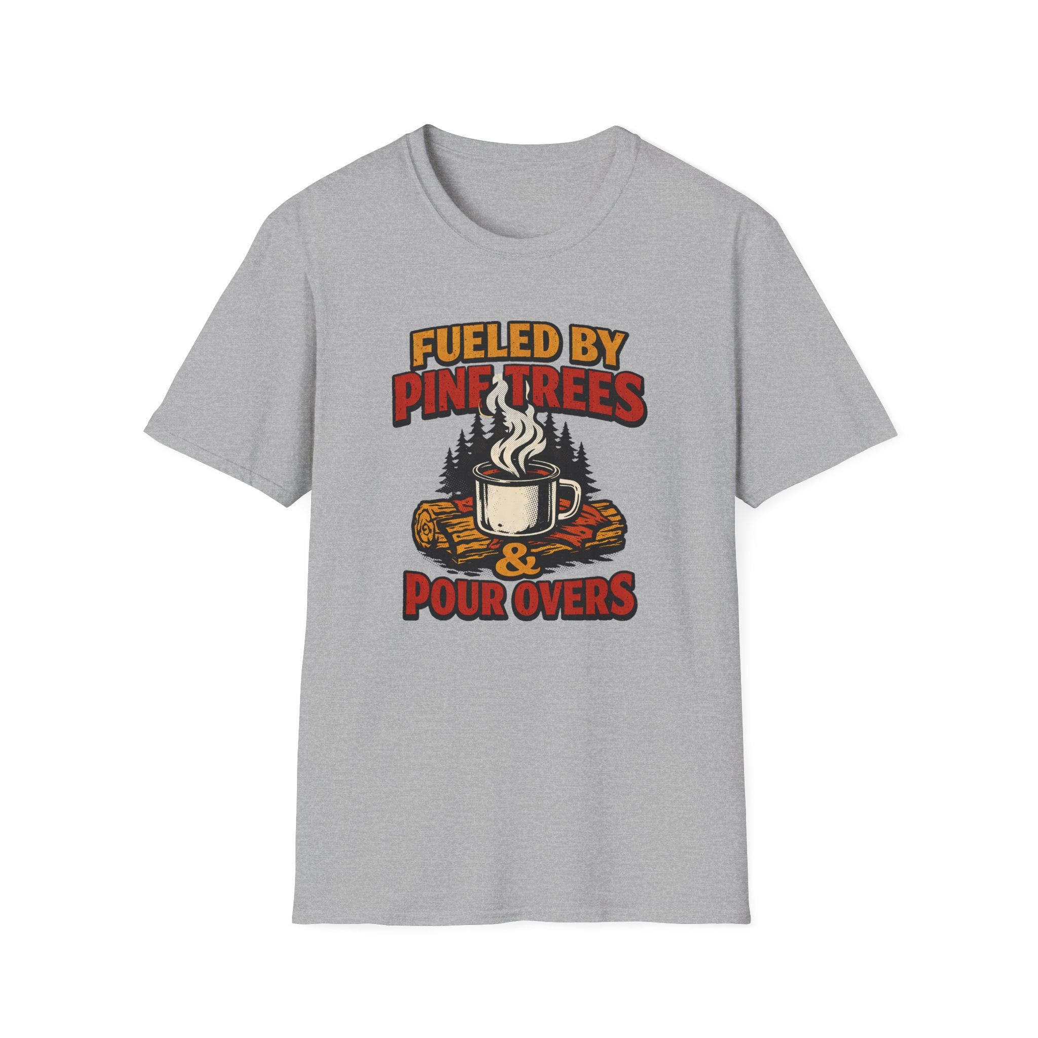 Fueled By Pine Trees And Pour Overs T-Shirt.png
