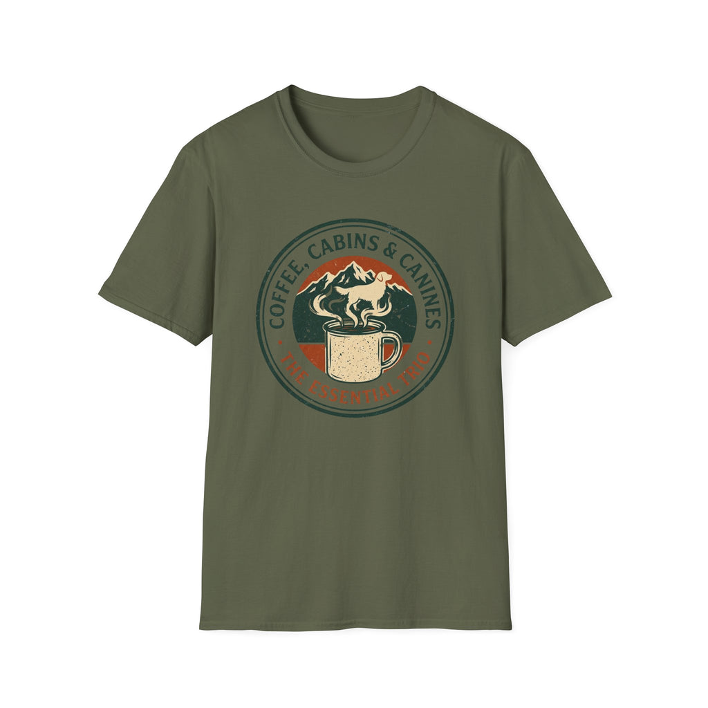 Coffee, Cabins & Canines - The Essential Trio T-Shirt