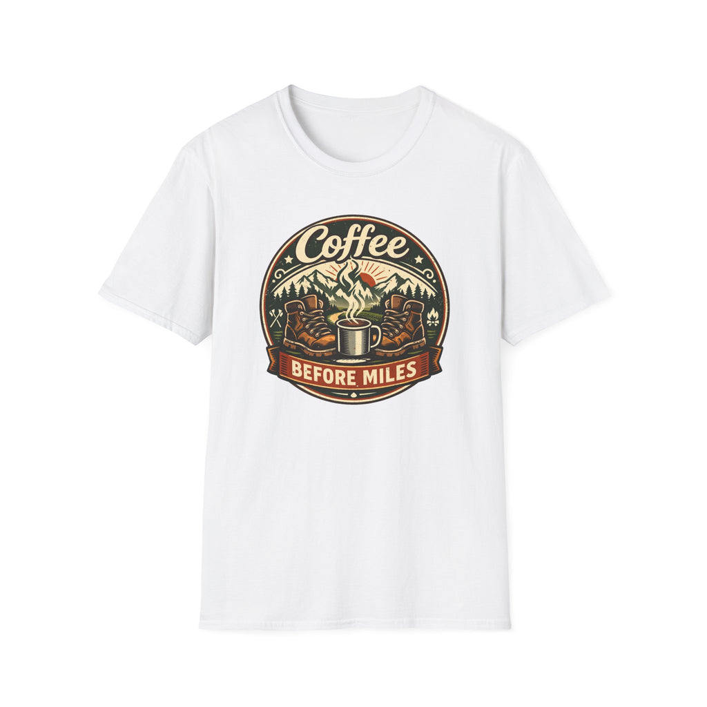 Coffee Before Miles Badge T-Shirt
