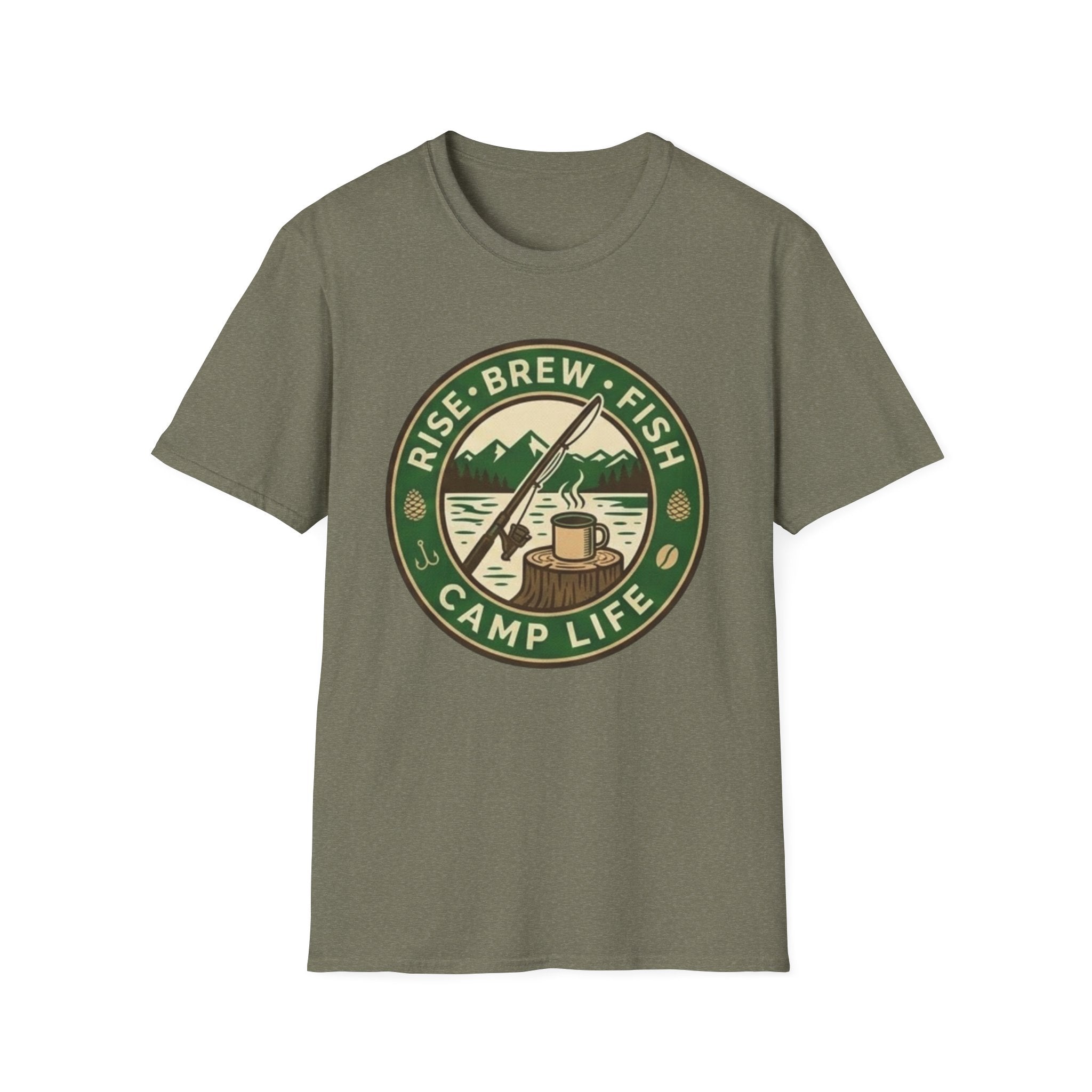 Rise Brew Fish Camp Life Vintage Badge T-shirt