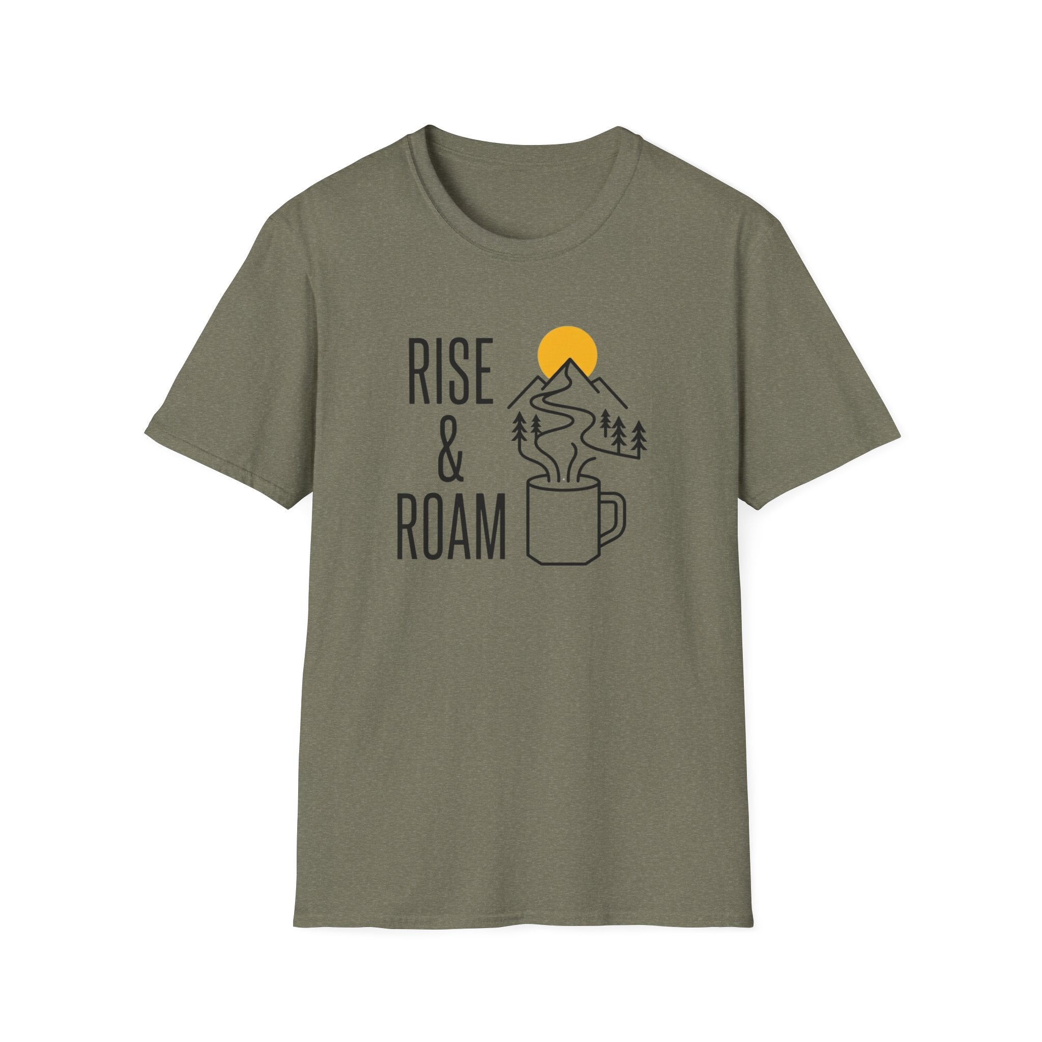 Rise and Roam Morning Mountain Mug Silhouette T-shirt