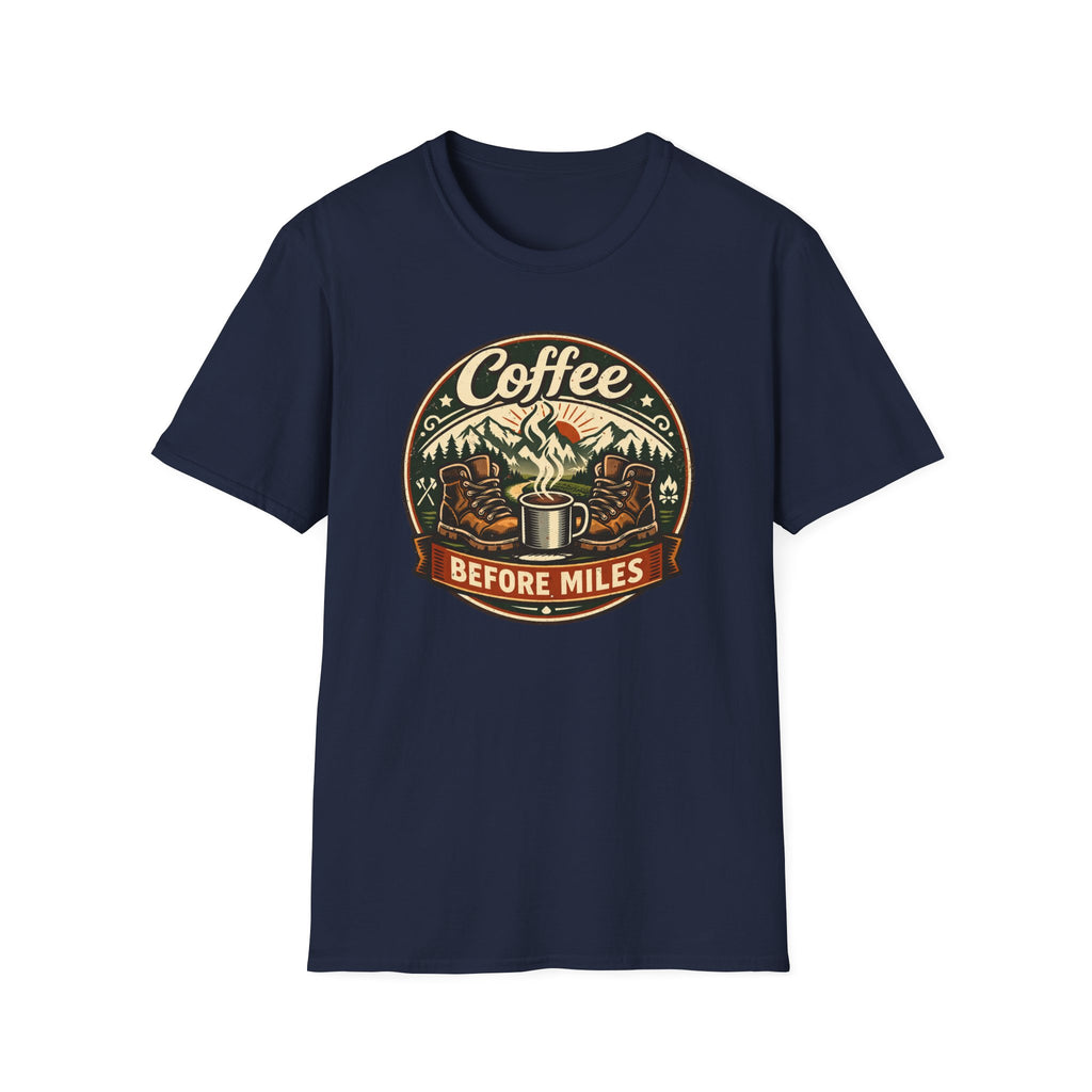 Coffee Before Miles Badge T-Shirt