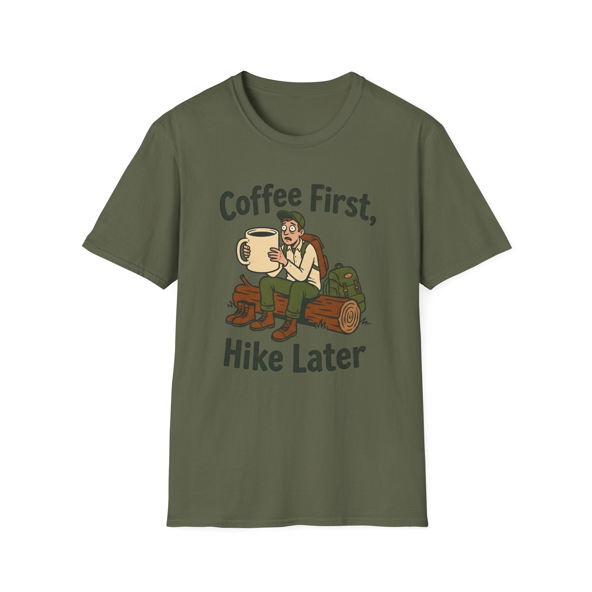 Coffee First Hike Later Funny T-Shirt