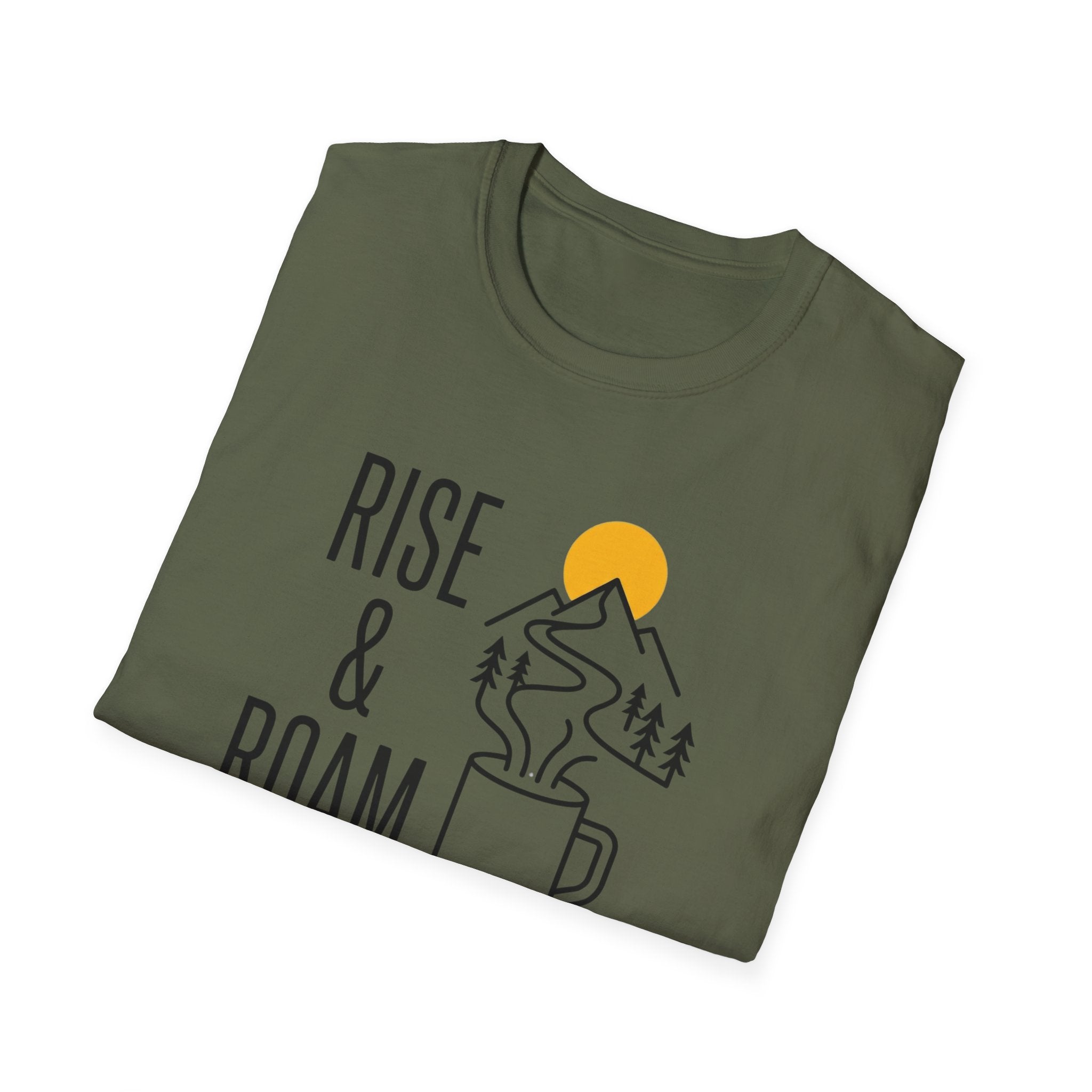 Rise and Roam Morning Mountain Mug Silhouette T-shirt