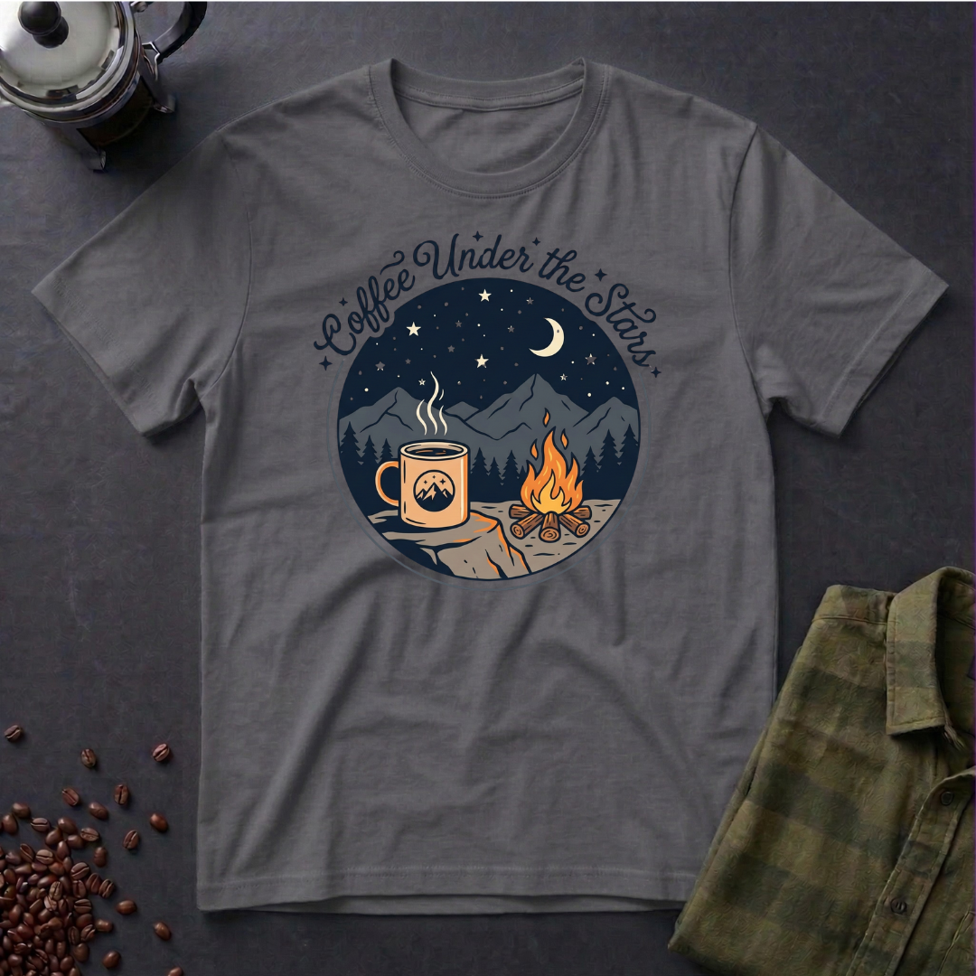 Coffee Under The Stars Cartoon Style T-Shirt
