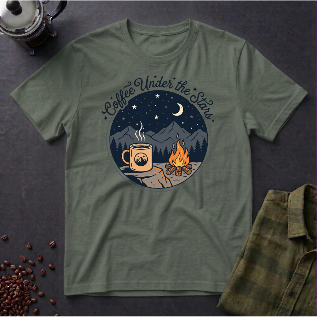 Coffee Under The Stars Cartoon Style T-Shirt