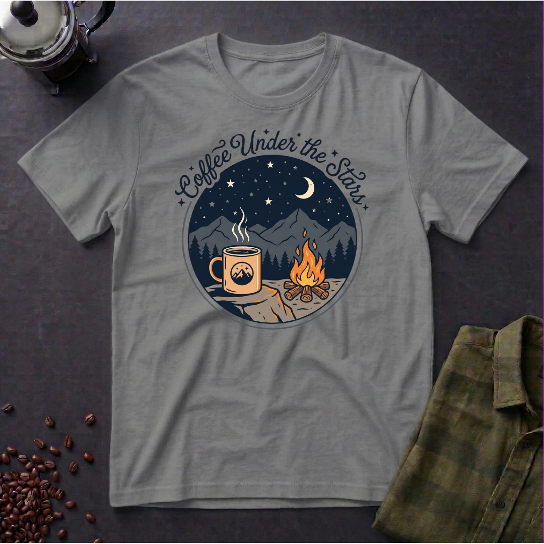 Coffee Under The Stars Cartoon Style T-Shirt