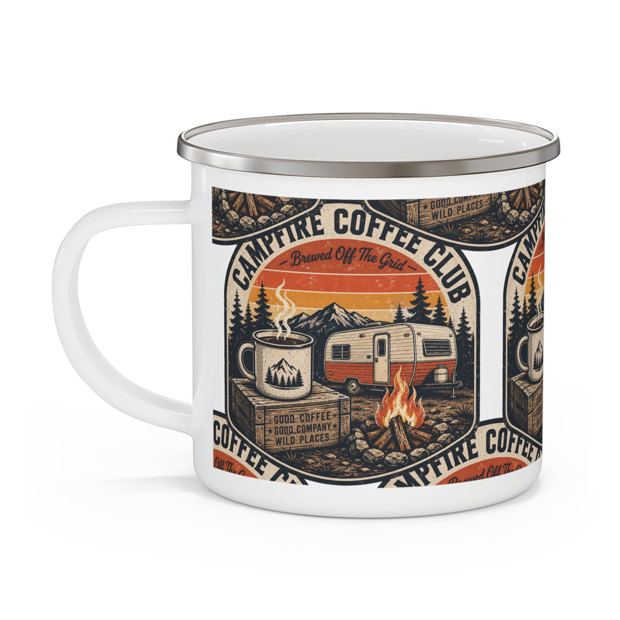 Campfire Coffee Club Camper Enamel Camping Mug - Image 3