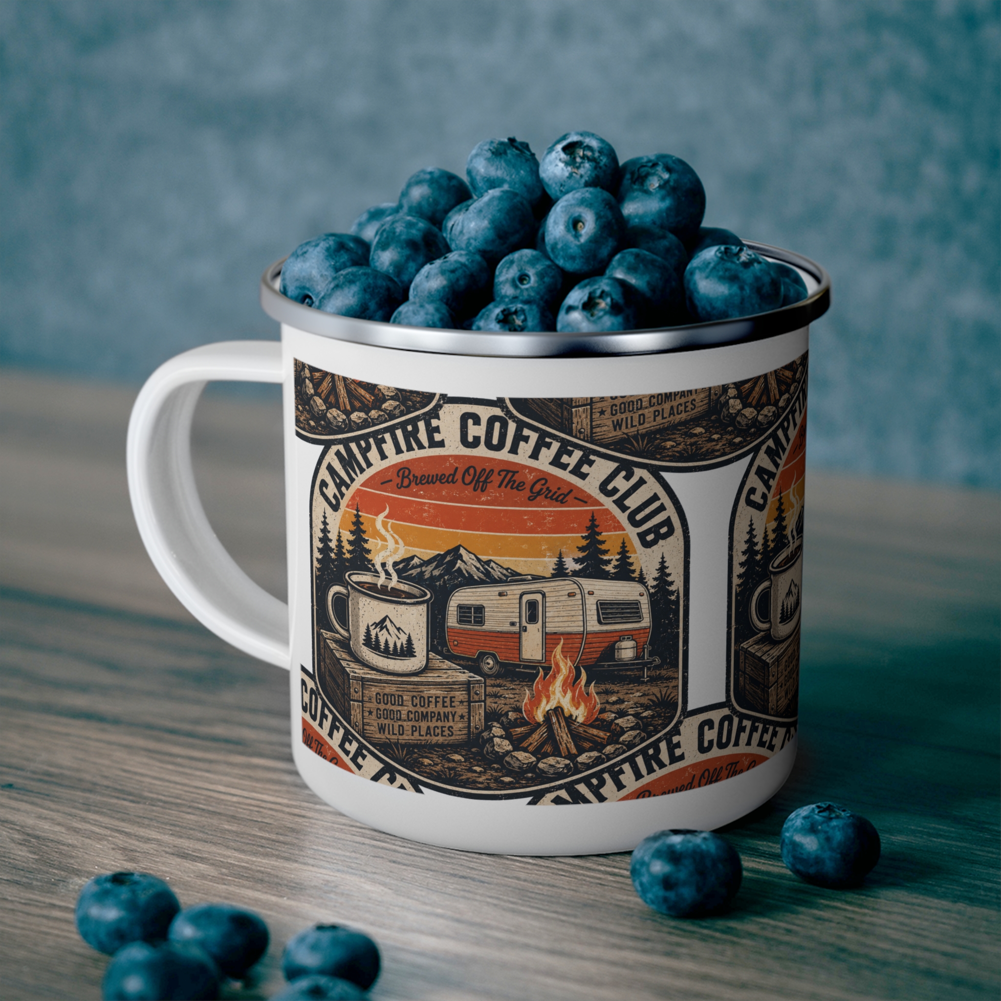 Campfire Coffee Club Camper Enamel Camping Mug - Image 5