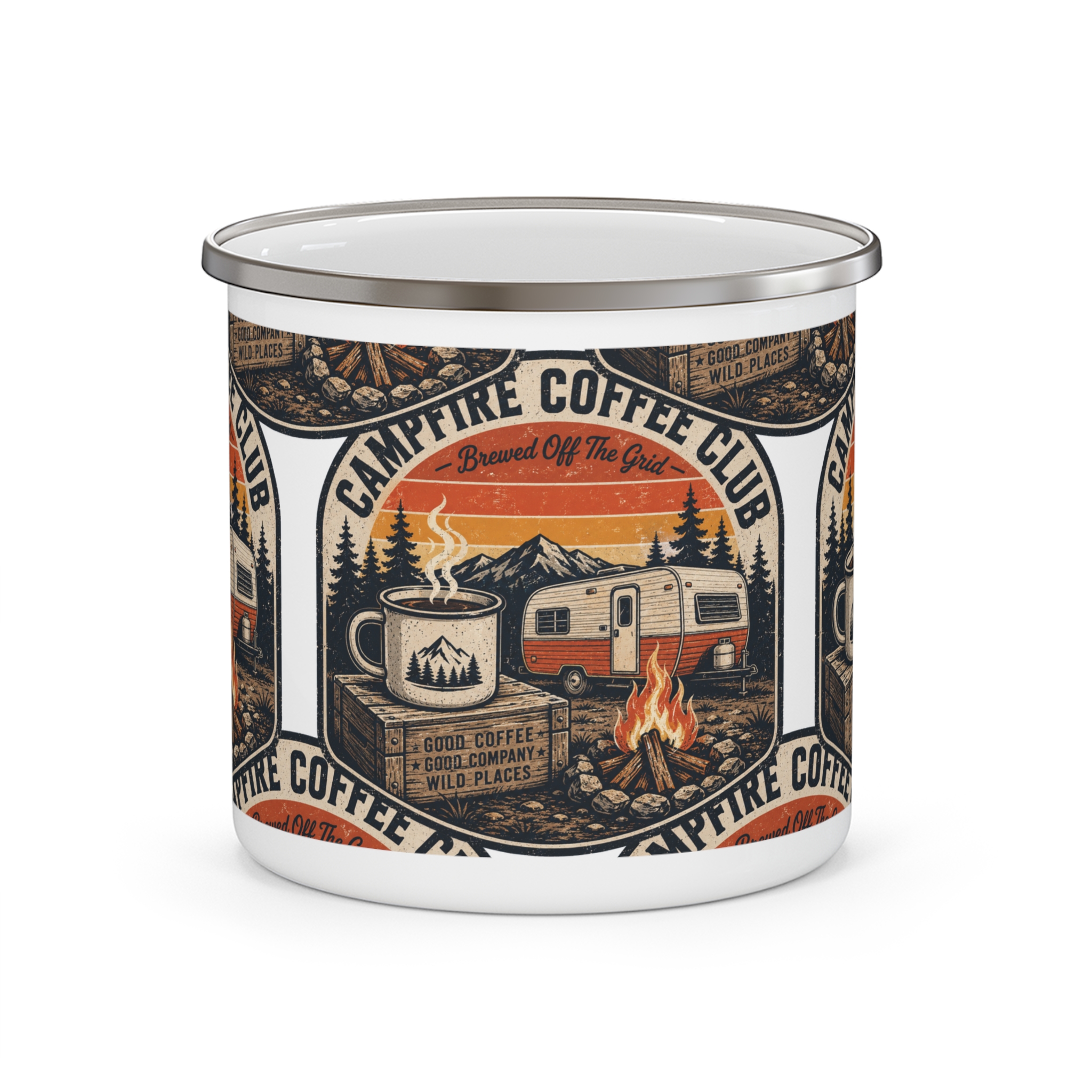 Campfire Coffee Club Camper Enamel Camping Mug - Image 2