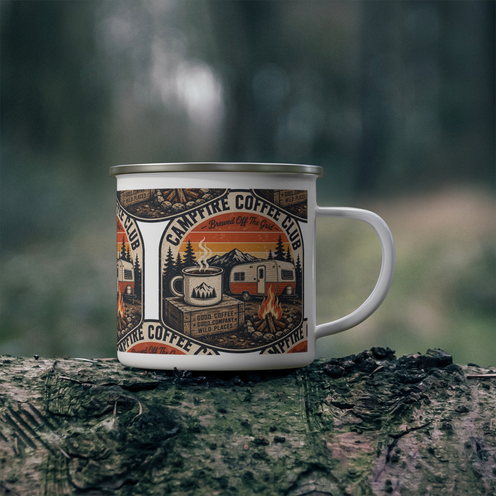 Campfire Coffee Club Camper Enamel Camping Mug - Image 4