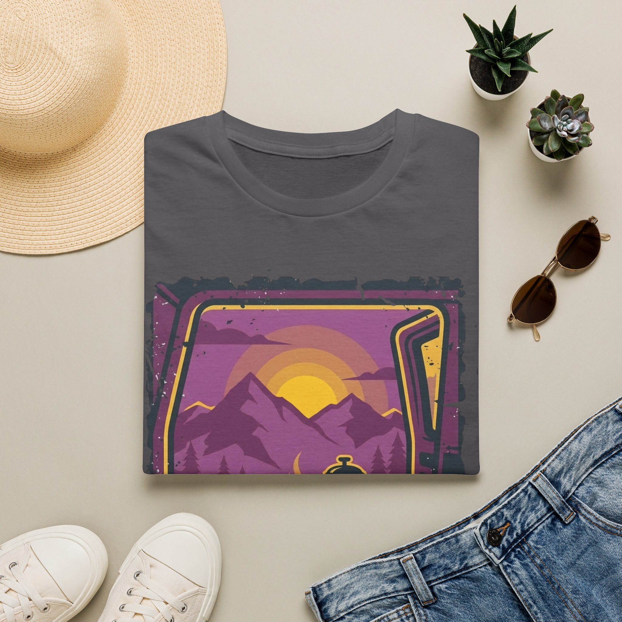 Purple Sunset Van Life Coffee French Press T-shirt - Image 25