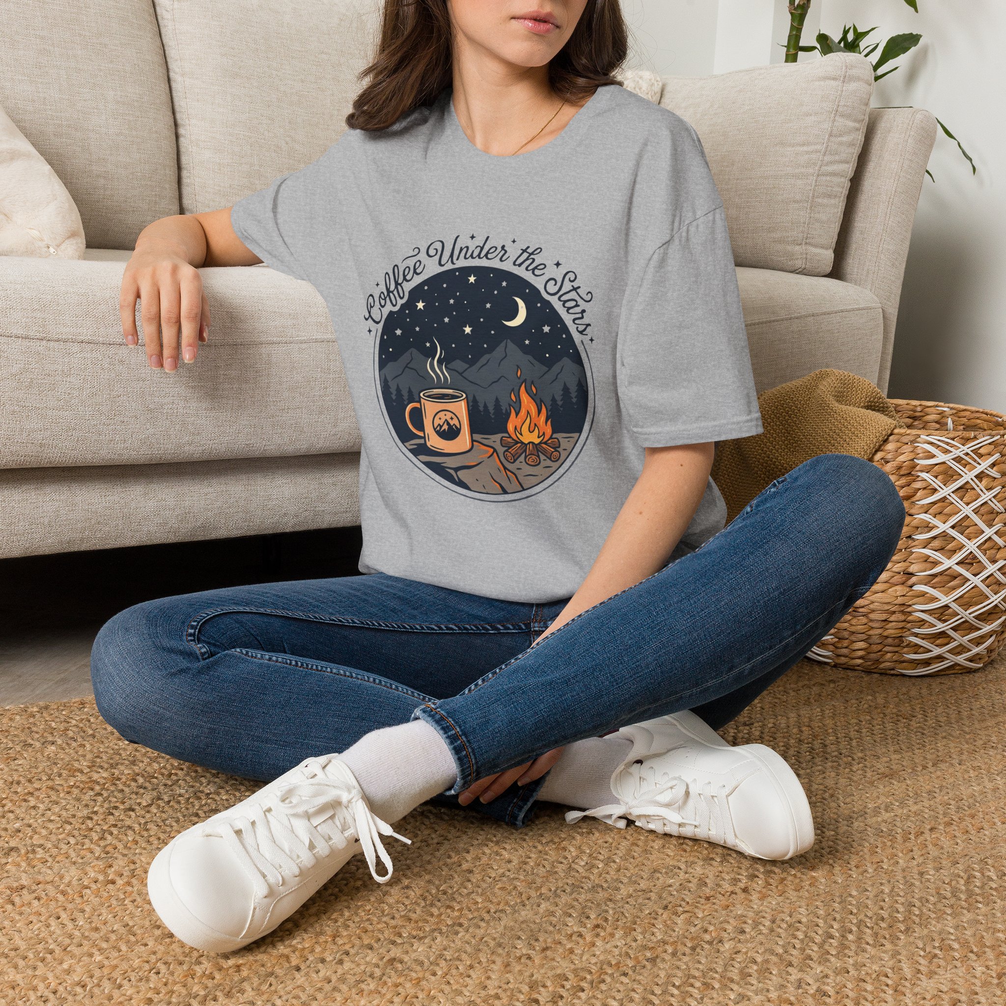 Coffee Under The Stars Cartoon Style T-Shirt - Image 6
